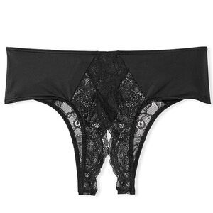 Victorias Secret Very Sexy Sheer Chantilly Lace Ouvert Cheeky panty Black XLarge